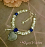 Memory Photo Beaded Bracelet with a Cross Charm