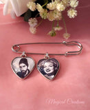 Groom Memory Heart Photo Lapel Pin