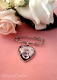 Groom Memory Heart Photo Lapel Pin
