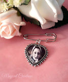 Memory heart photo lapel pin