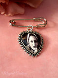 Memory heart photo lapel pin