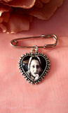 Memory heart photo lapel pin