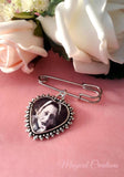 Memory heart photo lapel pin