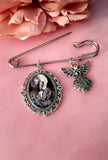 Groom Photo Lapel Pin with an Angel or Heart Charm