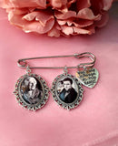 Groom Photo Lapel Pin with an Angel or Heart Charm