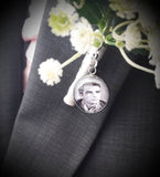 Groom photo lapel pin
