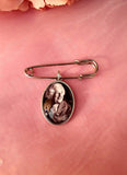 Oval Groom Photo Lapel Pin in Silver