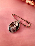 Oval Groom Photo Lapel Pin in Silver