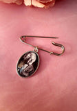 Oval Groom Photo Lapel Pin in Silver