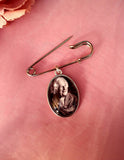 Oval Groom Photo Lapel Pin in Silver