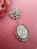 Single or Double Photo Bouquet Charm on a Rhinestone Brooch.