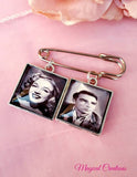 Square Single, Double, Triple or Quadruple Photo Lapel Pin.