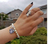 Memory Photo Beaded Bracelet with a Cross Charm
