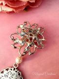 Single, Double or Triple Photo Bouquet Charm on a Ivory Pearl Effect Brooch.