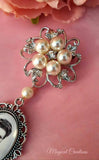 Single, Double or Triple Photo Bouquet Charm on a Ivory Pearl Effect Brooch.