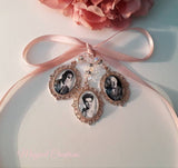 Beautiful Rose Gold Triple Memorial Photo Bouquet Charm.