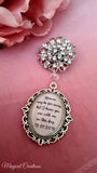 Single or Double Photo Bouquet Charm on a Rhinestone Brooch.