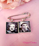 Square Single, Double, Triple or Quadruple Photo Lapel Pin.
