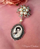 Single, Double or Triple Photo Bouquet Charm on a Ivory Pearl Effect Brooch.