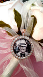 Rose Gold Photo Bouquet Charm with a Rhinestone Edge