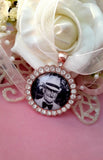 Rose Gold Photo Bouquet Charm with a Rhinestone Edge