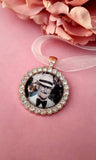 Rose Gold Photo Bouquet Charm with a Rhinestone Edge