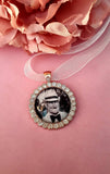 Rose Gold Photo Bouquet Charm with a Rhinestone Edge