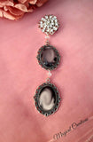 Single or Double Photo Bouquet Charm on a Rhinestone Brooch.
