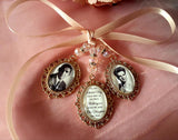 Beautiful Rose Gold Triple Memorial Photo Bouquet Charm.