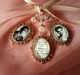 Beautiful Rose Gold Triple Memorial Photo Bouquet Charm.