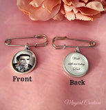 Double Sided 20mm Photo Memory Lapel Pin.