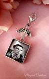 Square Photo Bouquet or Lapel Pin with a Bead Guardian Angel