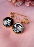 Groom Gold Memory Photo Lapel Pin
