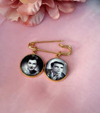 Groom Gold Memory Photo Lapel Pin