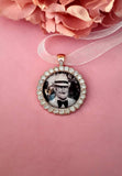 Rose Gold Photo Bouquet Charm with a Rhinestone Edge