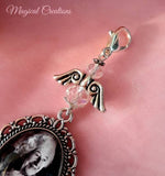 Single or Double Photo Memorial Bouquet Charm with a Guardian Angel.
