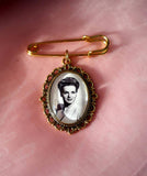 Gold Coloured Groom Memory Photo Lapel Pin.