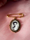Gold Coloured Groom Memory Photo Lapel Pin.