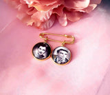 Groom Gold Memory Photo Lapel Pin