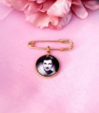 Groom Gold Memory Photo Lapel Pin