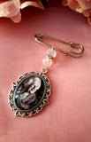 Silver Coloured Single or Double Bouquet Photo Charm or Lapel Pin
