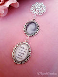 Single or Double Photo Bouquet Charm on a Rhinestone Brooch.