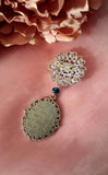 Single or Double Something Blue Bouquet Photo Charm on a Rhinestone Brooch.