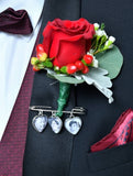 Groom Memory Heart Photo Lapel Pin