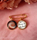 Groom Gold Memory Photo Lapel Pin