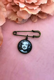 Antique Bronze Groom Memory Photo Lapel Pin