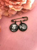 Antique Bronze Groom Memory Photo Lapel Pin