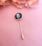 Bride and Groom Photo Silver Coloured Lapel Pin