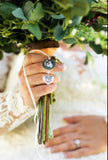 Single Silver Coloured Bouquet Photo Charm.